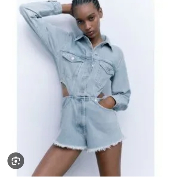 Zara Denim Cutout Jumpsuit - Picture 11 of 14